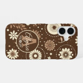 Monogram bloemenharmonie iPhone 16 hoesje (Achterkant horizontaal)