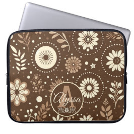 Monogram bloemenharmonie laptop sleeve