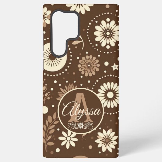 Monogram bloemenharmonie samsung galaxy hoesje (Achterkant)