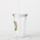 Monogram bloemenkrans acryl drinkbeker (Links)