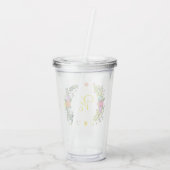 Monogram bloemenkrans acryl drinkbeker (Achterkant)
