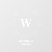 Monogram Bloemenkrans Familie Café Kantoor Raamsticker (Vel)