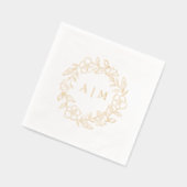Monogram Bloemenkrans Gouden Folie Trouwservetten Folie Servetten (Links)
