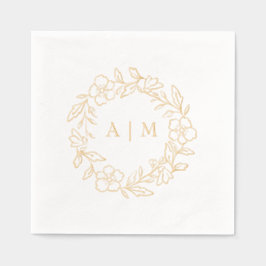 Monogram Bloemenkrans Gouden Folie Trouwservetten Servetten