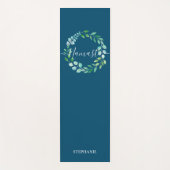 Monogram bloemenkrans Navyblauw Yogamat (Voorkant)