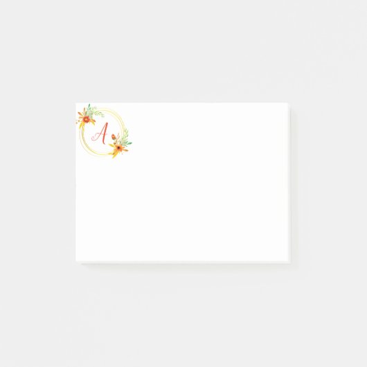 Monogram bloemenkrans post-it® notes (Voorkant)