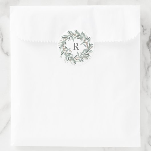 Monogram bloemenkrans sticker (Tas)