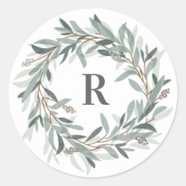 Monogram bloemenkrans sticker