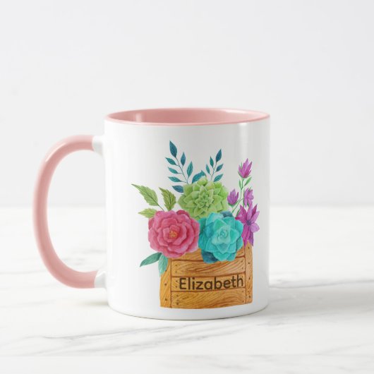 Monogram Bloemenmand Aquarel Mok (Links)