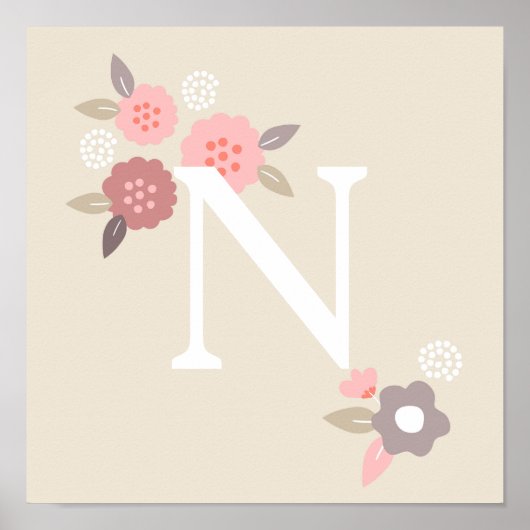 Monogram bloemenposter poster (Voorkant)