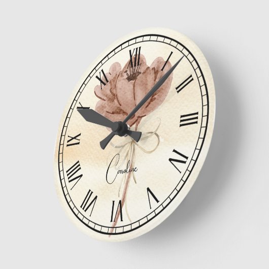 Monogram bloemenschilderij waterverf kunstwerk scr ronde klok (Hoek)