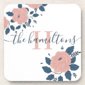 Monogram bloemenslinger coaster van hard plastic bier onderzetter (Voorkant)