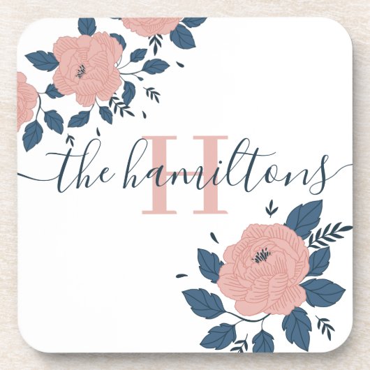 Monogram bloemenslinger coaster van hard plastic bier onderzetter (Voorkant)