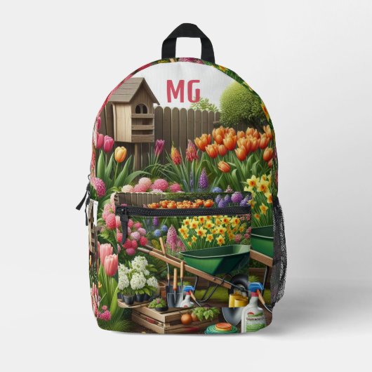 Monogram Bloementuin / Master Gardener Bedrukte Rugzak (Voorkant)