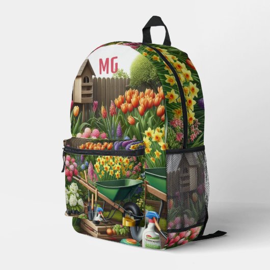 Monogram Bloementuin / Mastertuinier  Bedrukte Rugzak (Achterkant Hoek Rechts)