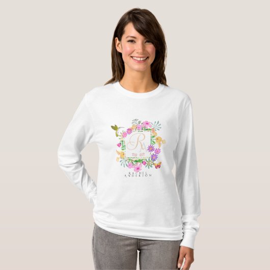 Monogram bloementuin t-shirt (Voorkant volledig)