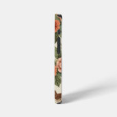 Monogram  bloemig botanisch vogelpatroon iPhone hoesje (Linkerkant)