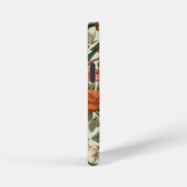 Monogram  bloemig botanisch vogelpatroon iPhone hoesje (Rechterkant)