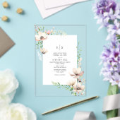 Monogram Bloemige Roze Wit Botanische Trouw Acryl Uitnodigingen (Insitu (Huwelijk))