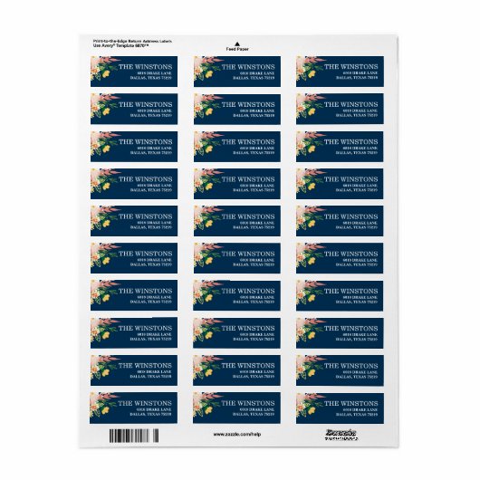 Monogram bloemkrans | Label retouradres (Full Sheet)