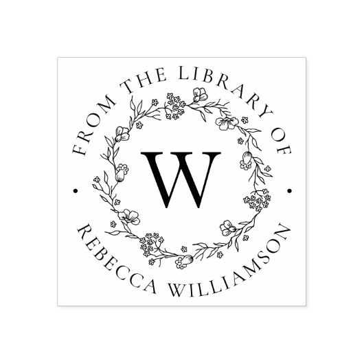 Monogram & Bloemkrans uit de Bibliotheek van het B Rubberstempel (Afrduk)