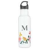 Monogram Bloemkunst Gepersonaliseerd Waterfles (Voorkant)