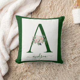 Monogram bloemletter A Kussen