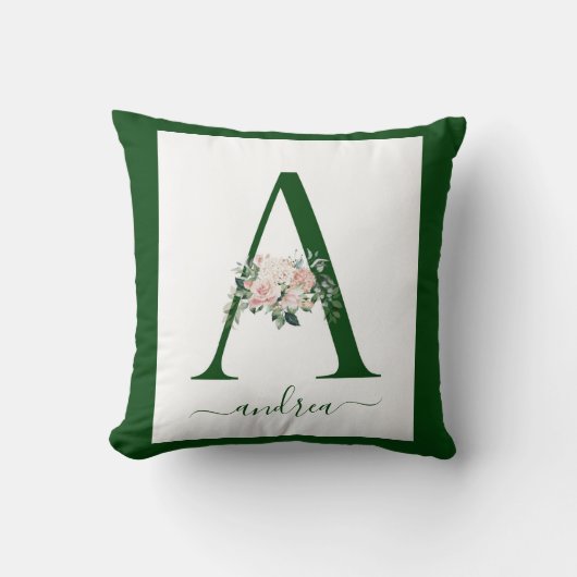 Monogram bloemletter A Kussen (Voorkant)