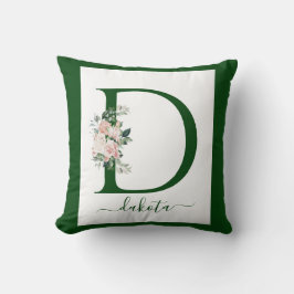 Monogram bloemletter D Kussen