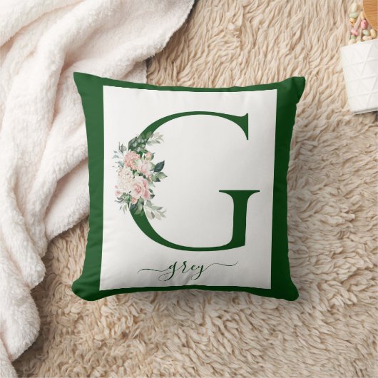 Monogram bloemletter G Kussen (Deken)