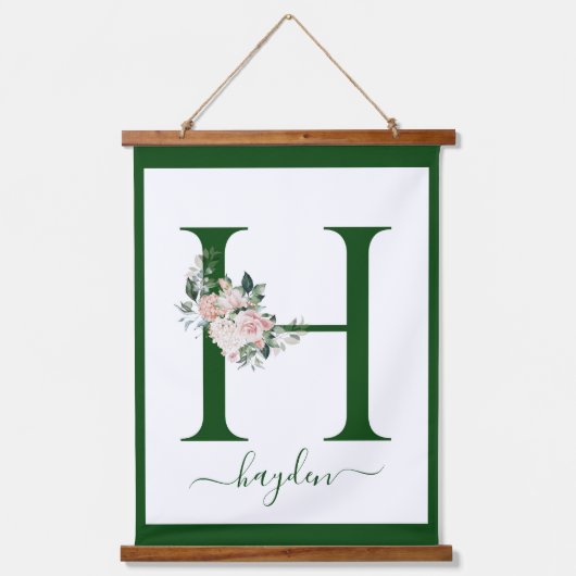 Monogram Bloemletter H Hangend Wandkleed (Voorkant)