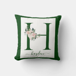 Monogram bloemletter H Kussen