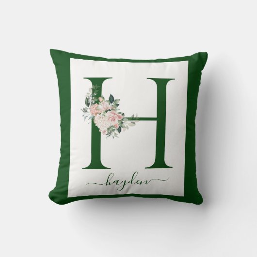 Monogram bloemletter H Kussen (Voorkant)