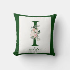 Monogram bloemletter I Kussen