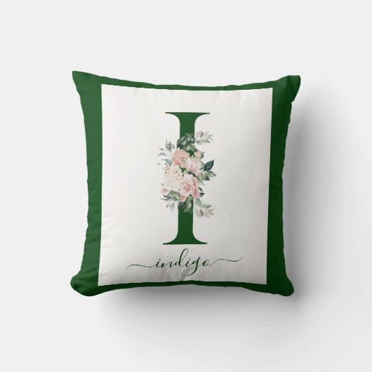 Monogram bloemletter I Kussen (Voorkant)