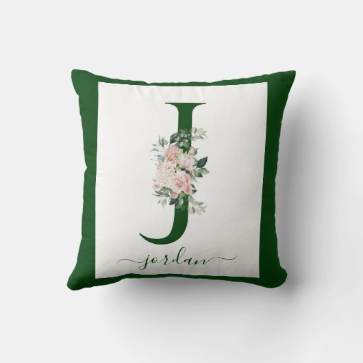 Monogram bloemletter J Kussen (Achterkant)