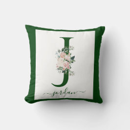 Monogram bloemletter J Kussen