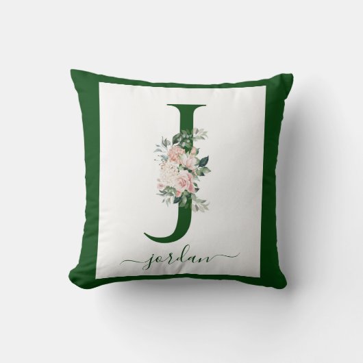 Monogram bloemletter J Kussen (Voorkant)