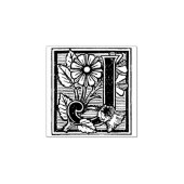 Monogram  bloemletter J Rubberstempel (Afrduk)