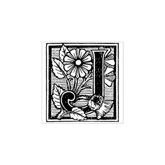 Monogram  bloemletter J Rubberstempel (Afrduk)