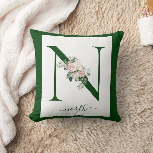 Monogram bloemletter N Kussen (Deken)