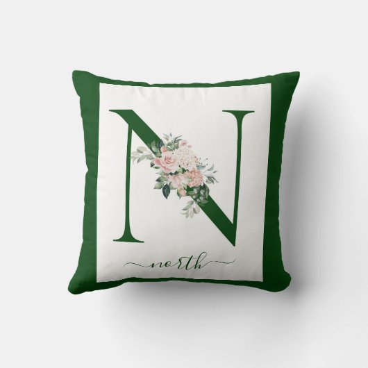 Monogram bloemletter N Kussen (Achterkant)