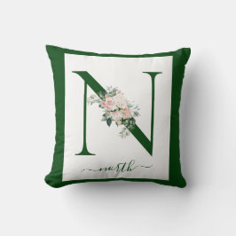 Monogram bloemletter N Kussen