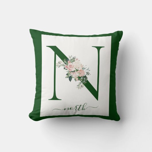 Monogram bloemletter N Kussen (Voorkant)