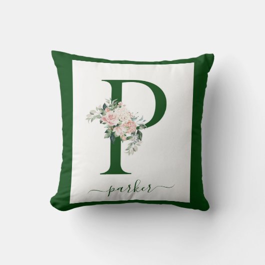 Monogram bloemletter P Kussen (Voorkant)