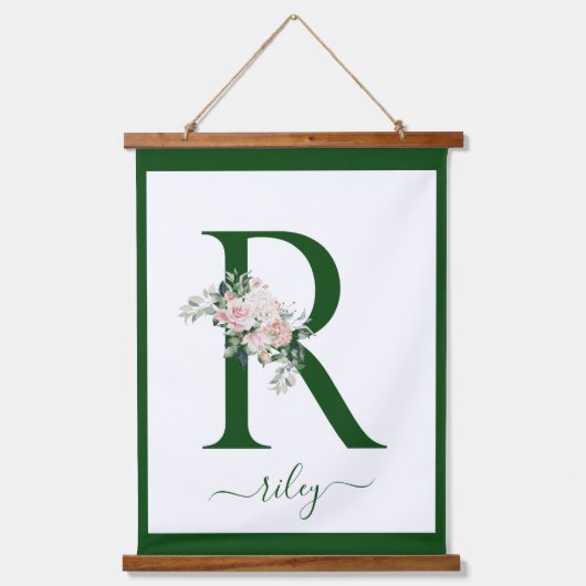 Monogram Bloemletter R Hangend Wandkleed (Voorkant)