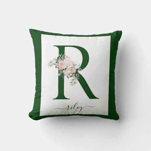 Monogram bloemletter R Kussen (Voorkant)