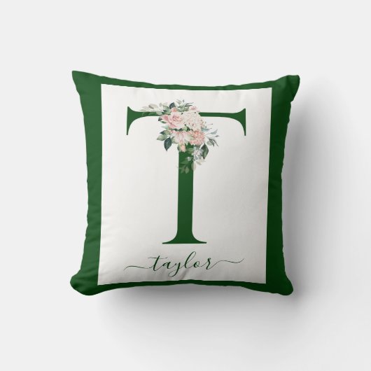 Monogram bloemletter T Kussen (Voorkant)