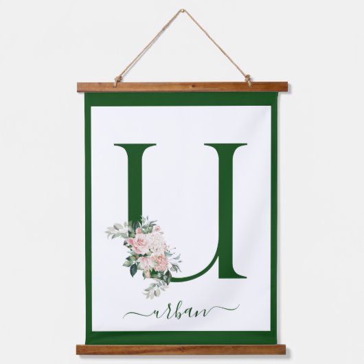 Monogram bloemletter U Hangend Wandkleed (Voorkant)