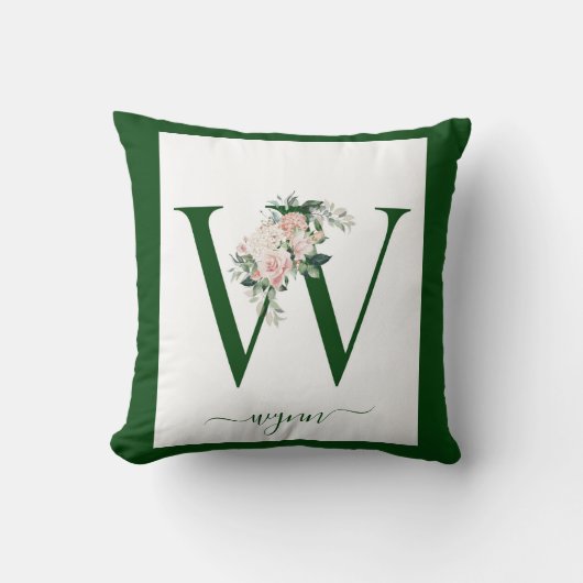 Monogram bloemletter W Kussen (Voorkant)